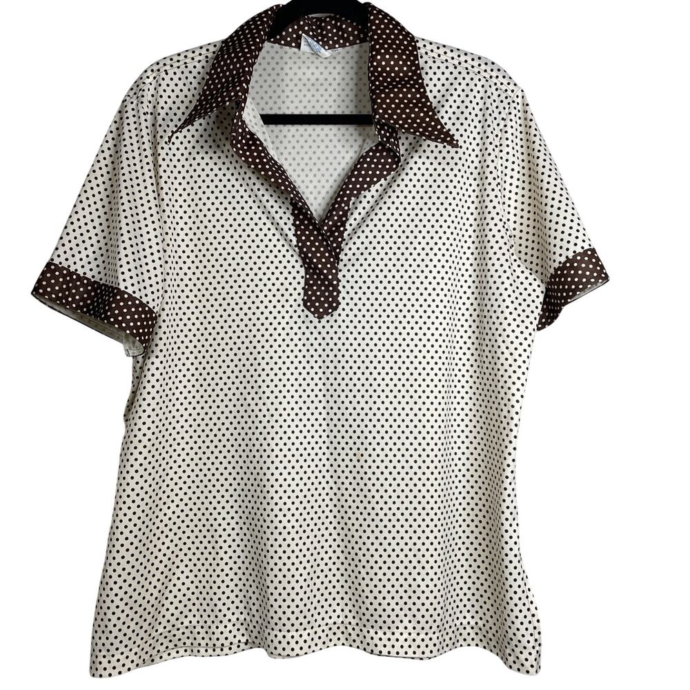 Queens Way To Fashion - Vintage Pullover Blouse Short Sleeve - Polka Dot Size XX
